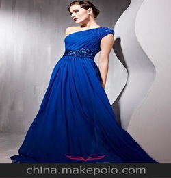 婚纱礼服定制56853纯蓝色的经典婚纱礼服